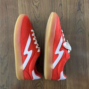 Red and pink Sneakers with Gum Sole